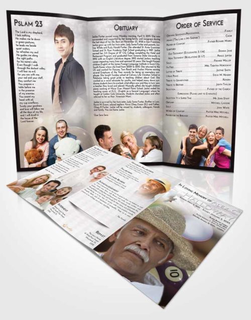 Obituary Template Trifold Brochure Evening Billiards Tranquility
