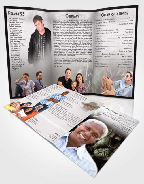 Obituary Template Trifold Brochure Evening Boxing Serenity