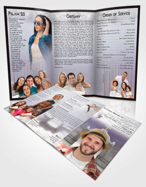 Obituary Template Trifold Brochure Evening Clear Gates For Heaven