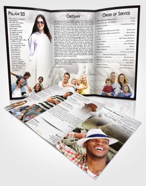 Obituary Template Trifold Brochure Evening Cowboy Divinity