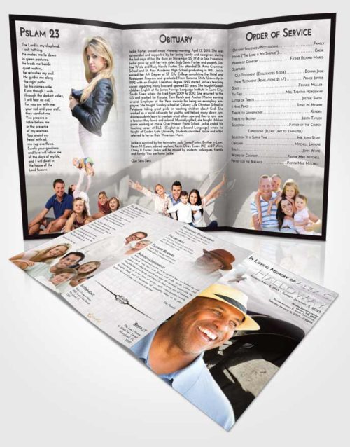 Obituary Template Trifold Brochure Evening Cowboy Honor