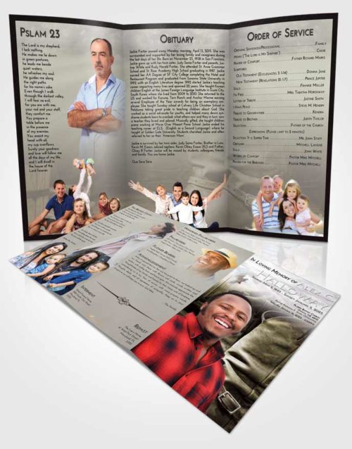 Obituary Template Trifold Brochure Evening Cowboy Love