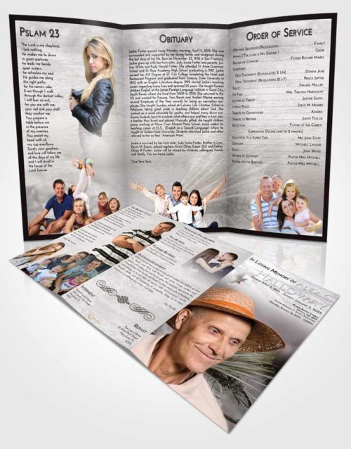 Obituary Template Trifold Brochure Evening Fishing Serenity