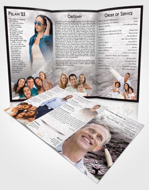 Obituary Template Trifold Brochure Evening Fishing on the Rocks
