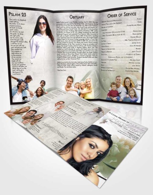 Obituary Template Trifold Brochure Evening Floral Dream