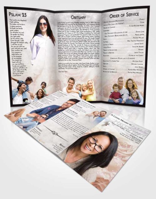 Obituary Template Trifold Brochure Evening Floral Relaxation