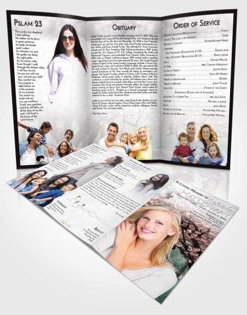 Obituary Template Trifold Brochure Evening Flowering Path