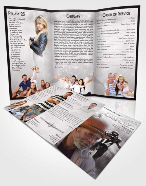 Obituary Template Trifold Brochure Evening Football Serenity