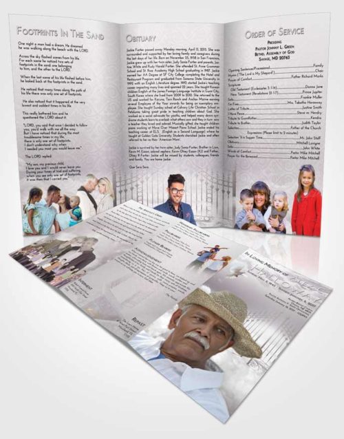 Obituary Template Trifold Brochure Evening Gates to Heaven