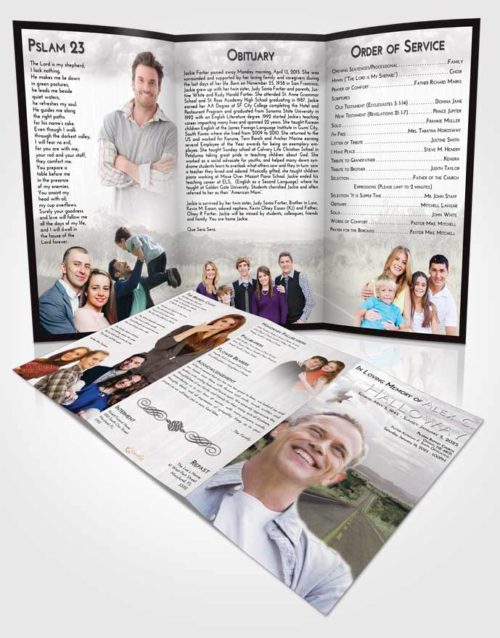 Obituary Template Trifold Brochure Evening Highway Cruise