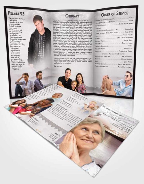 Obituary Template Trifold Brochure Evening Lake Front