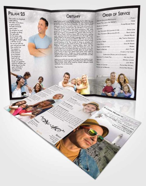 Obituary Template Trifold Brochure Evening Lighthouse Point