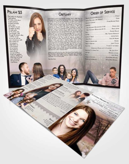 Obituary Template Trifold Brochure Evening Lovely Lake