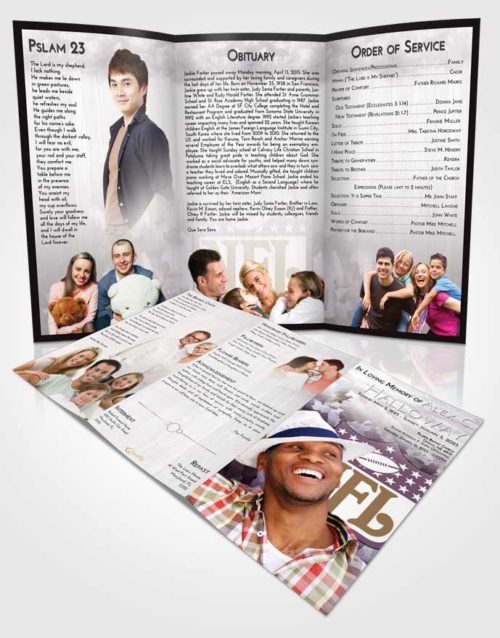 Obituary Template Trifold Brochure Evening NFL Star