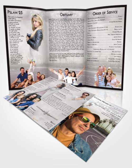 Obituary Template Trifold Brochure Evening On the Court