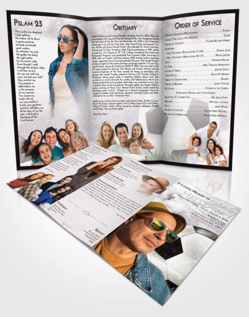 Obituary Template Trifold Brochure Evening Soccer Dreams