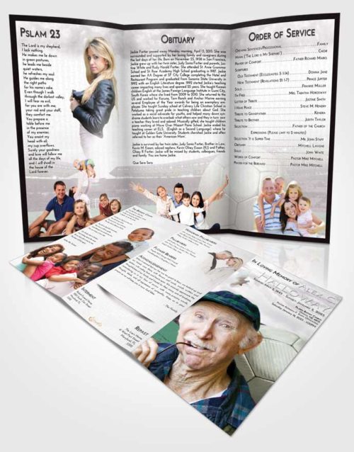 Obituary Template Trifold Brochure Evening Soccer Love