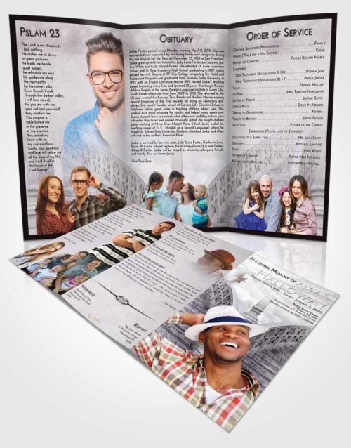 Obituary Template Trifold Brochure Evening Stairway of Love