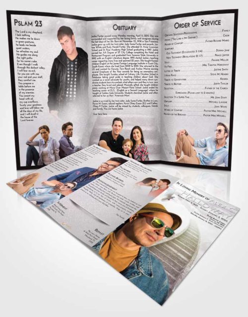 Obituary Template Trifold Brochure Evening Stairway to Bliss
