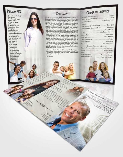 Obituary Template Trifold Brochure Evening Stairway to Faith
