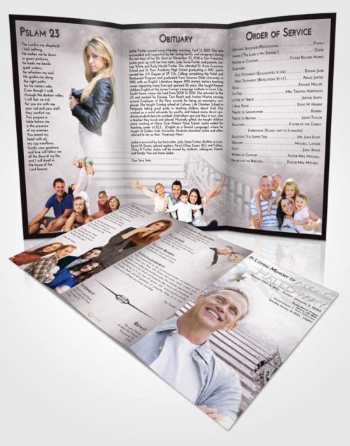 Obituary Template Trifold Brochure Evening Stairway to Freedom