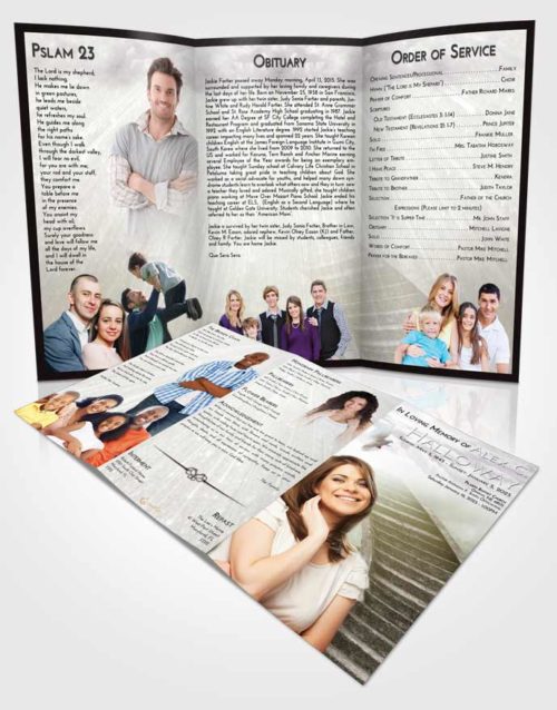 Obituary Template Trifold Brochure Evening Stairway to Magnificence