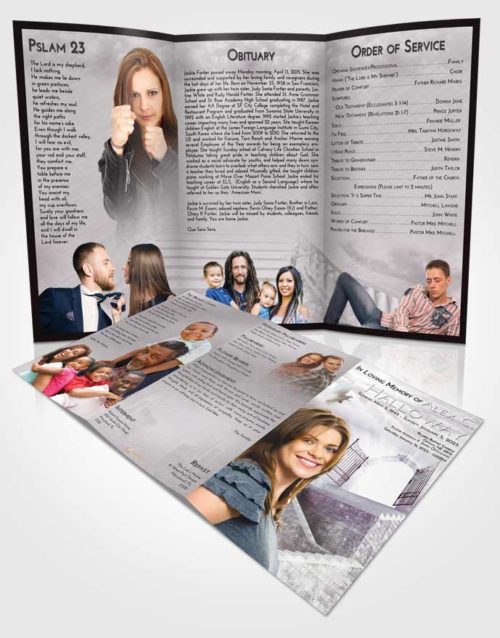 Obituary Template Trifold Brochure Evening Stairway to the Gates of Heaven