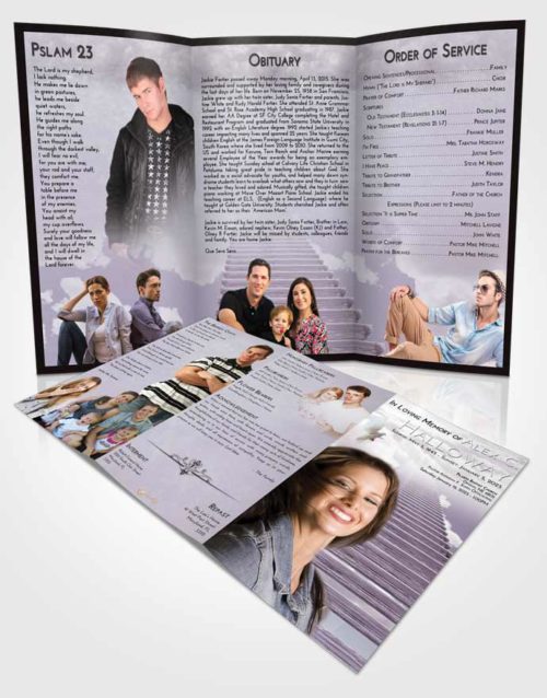 Obituary Template Trifold Brochure Evening Steps to Heaven