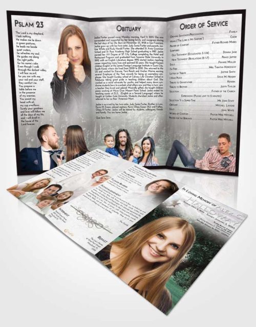 Obituary Template Trifold Brochure Evening Summer Forest