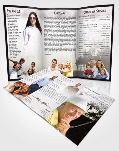 Obituary Template Trifold Brochure Evening Sunset in a Hammock