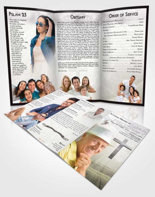 Obituary Template Trifold Brochure Evening The Cross of Life