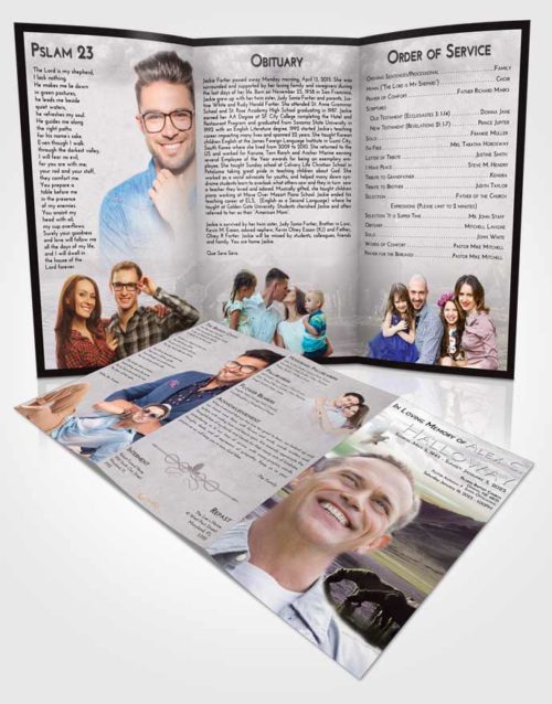 Obituary Template Trifold Brochure Evening Watering Hole