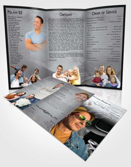 Obituary Template Trifold Brochure Freedom Cowboy Desire