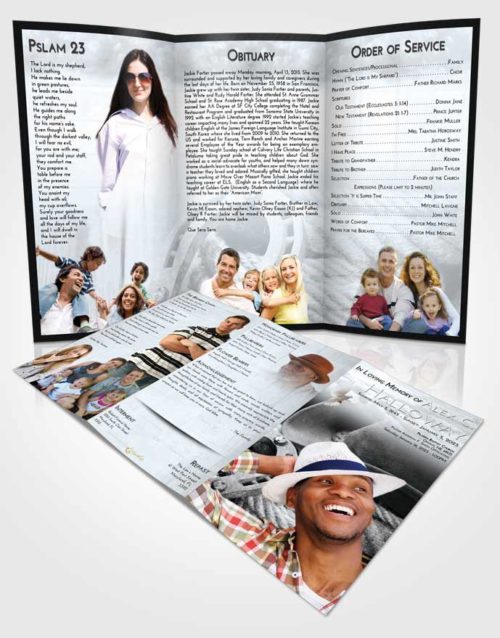 Obituary Template Trifold Brochure Freedom Cowboy Divinity