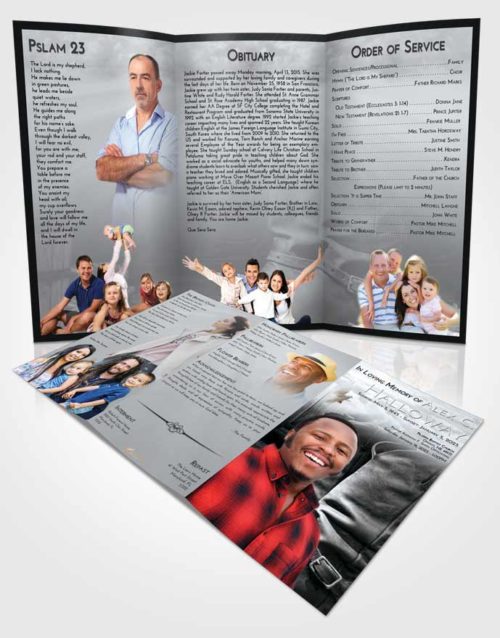 Obituary Template Trifold Brochure Freedom Cowboy Love