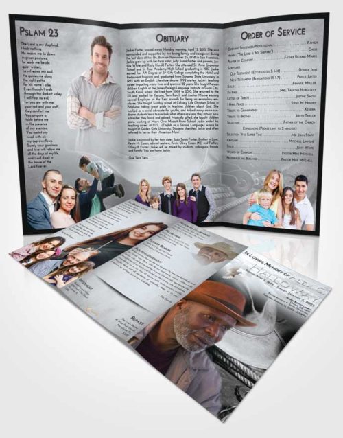 Obituary Template Trifold Brochure Freedom Cowboy Serenity