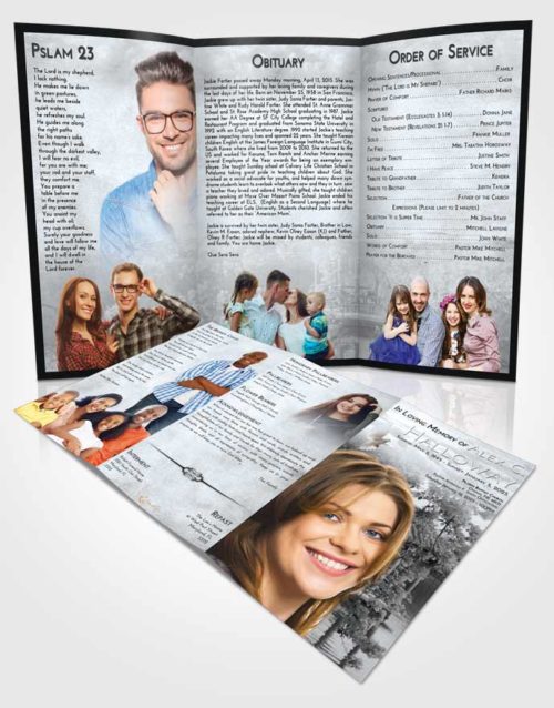 Obituary Template Trifold Brochure Freedom Floral Oriental