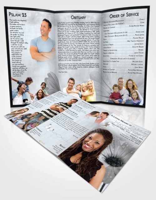 Obituary Template Trifold Brochure Freedom Floral Raindrops