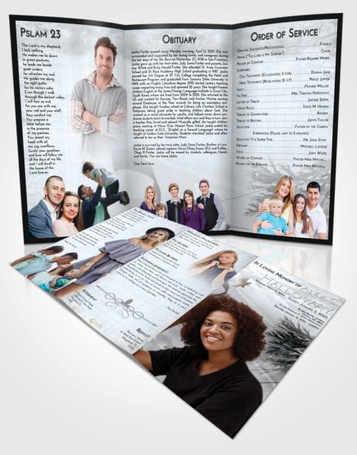 Obituary Template Trifold Brochure Freedom Floral Style