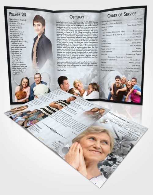 Obituary Template Trifold Brochure Freedom Floral Wonderland
