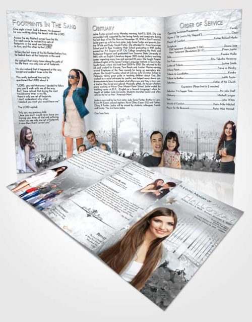 Obituary Template Trifold Brochure Freedom Flowery Gates to Heaven