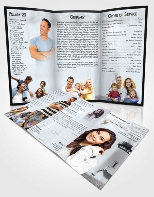 Obituary Template Trifold Brochure Freedom Lighthouse Clarity