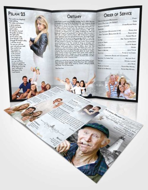 Obituary Template Trifold Brochure Freedom Lighthouse Journey