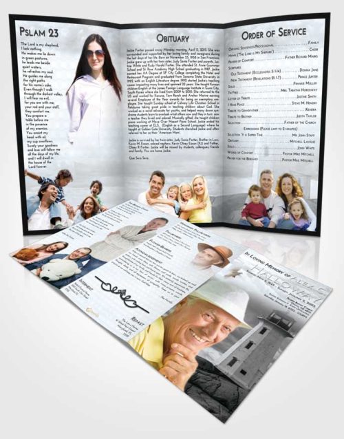 Obituary Template Trifold Brochure Freedom Lighthouse Safety