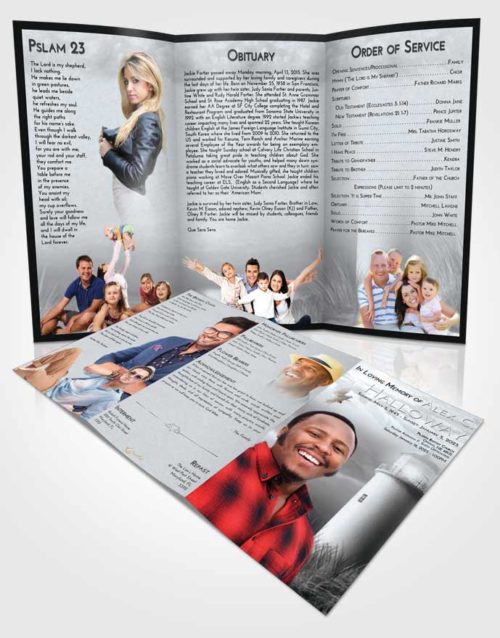 Obituary Template Trifold Brochure Freedom Lighthouse Serenity