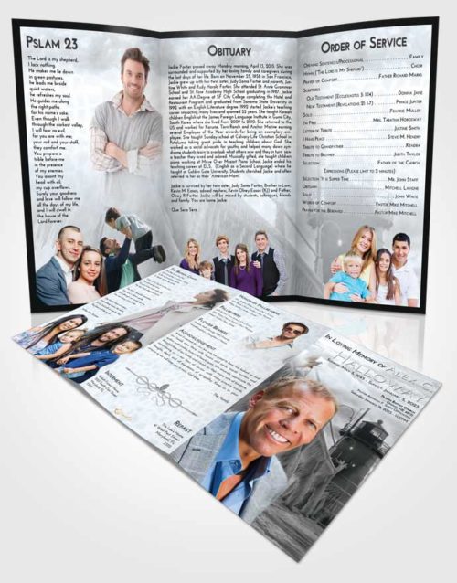 Obituary Template Trifold Brochure Freedom Lighthouse Tranquility