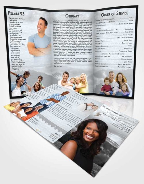 Obituary Template Trifold Brochure Freedom Misty Forest
