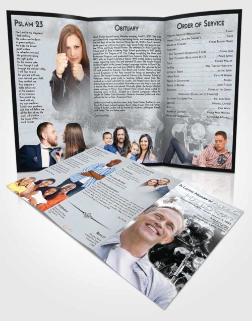 Obituary Template Trifold Brochure Freedom Motorcycle Days