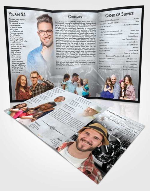 Obituary Template Trifold Brochure Freedom Motorcycle Dreams