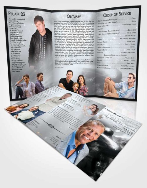 Obituary Template Trifold Brochure Freedom Motorcycle Speed